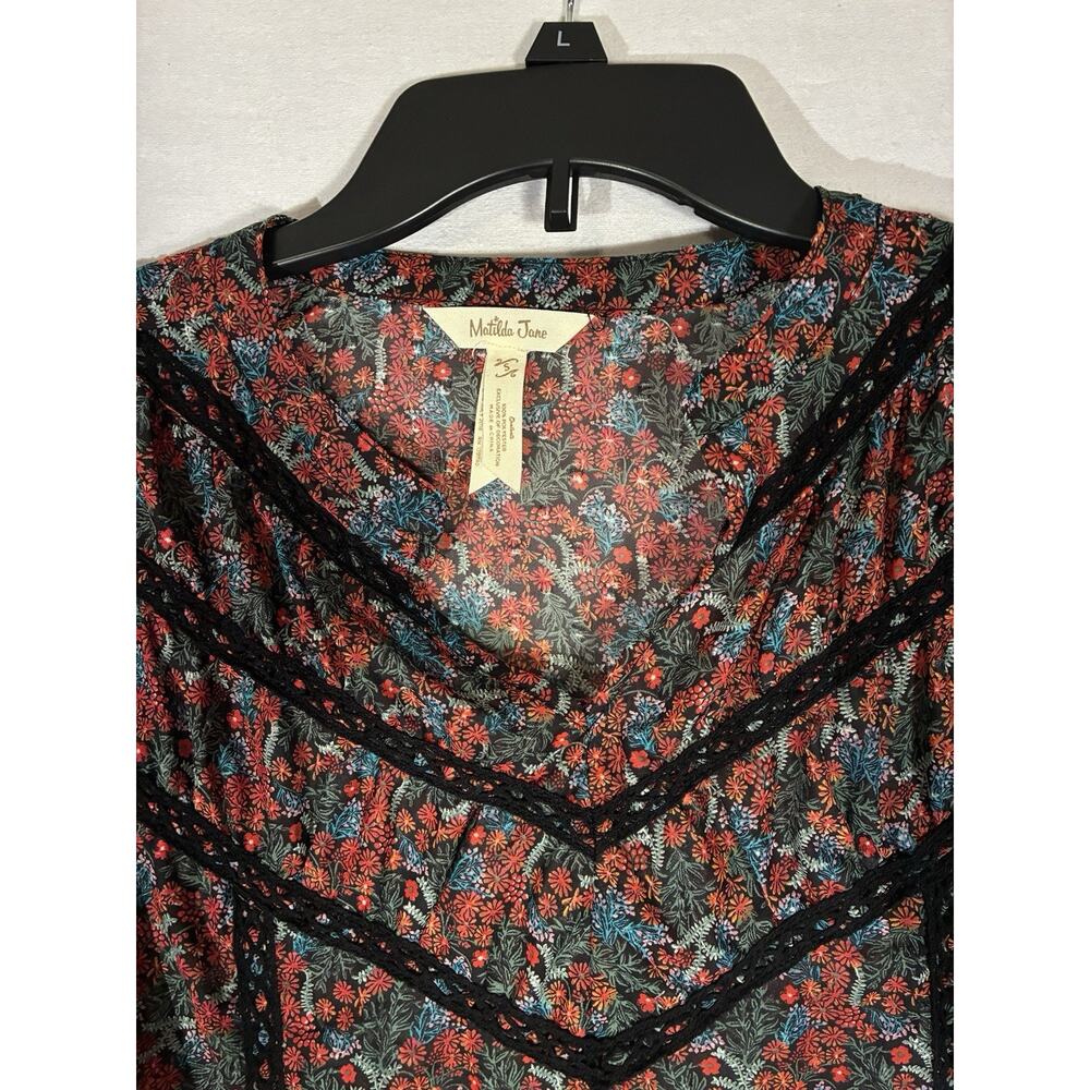 MATILDA JANE Women’s Small Floral Babydoll Boho Multi Color Sheer Shirt - Picture 4 of 9